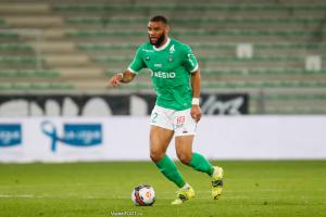 Harold Moukoudi, le défenseur central de l'AS Saint-Etienne.